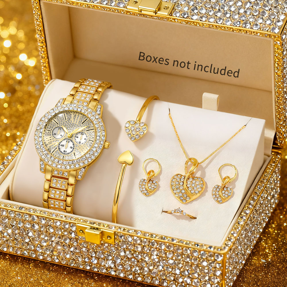 Jewelry Watches For Ladies - Kadınlar için Kuvars Saat, Altın Rengi,