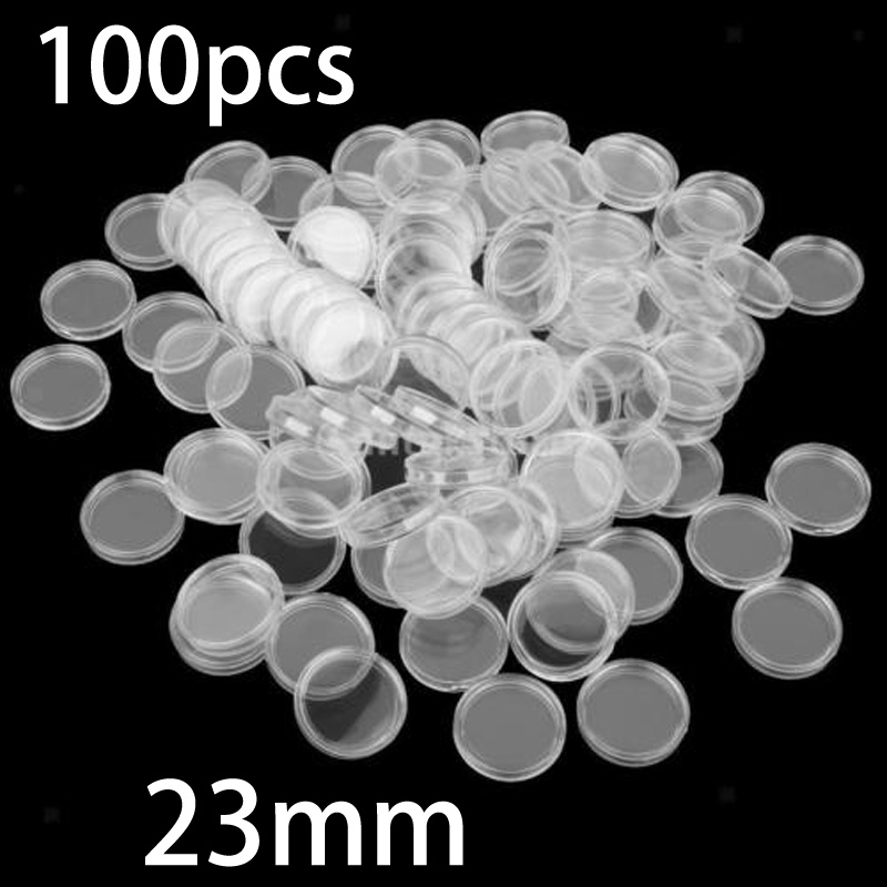 Collectors Coins Jewelry & Watches Of Smithtown Photos - 100 Adet 23mm Şeffaf Yuvarlak Plastik