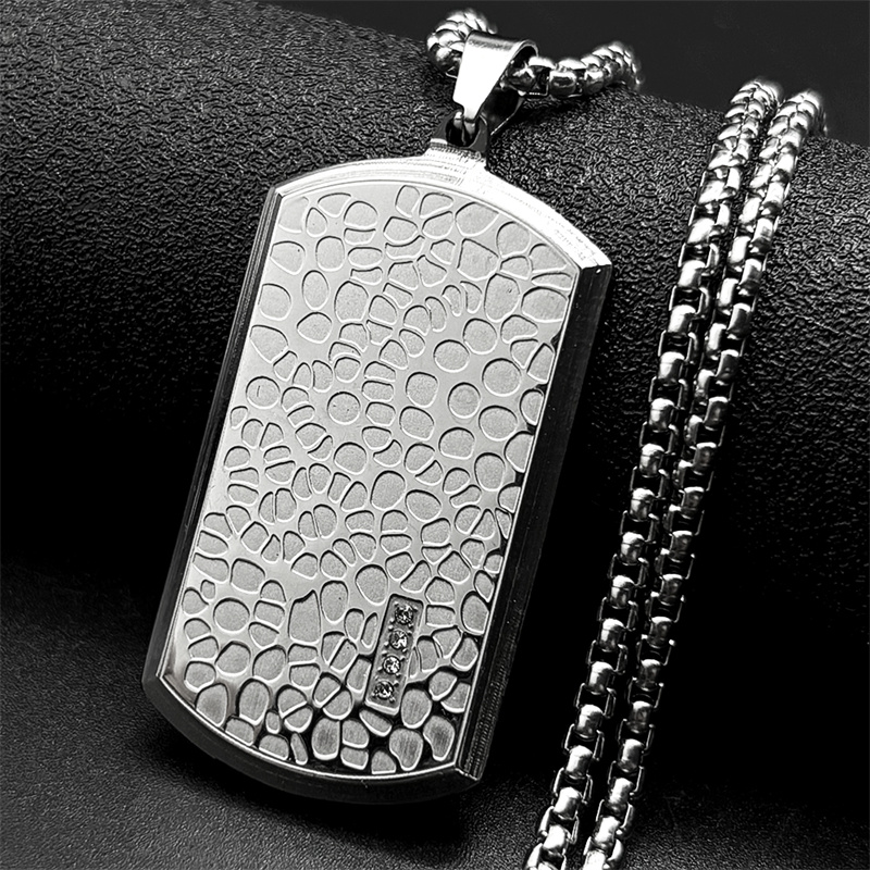 Mens Dog Tag Necklace - Retro Paslanmaz Çelik Düzensiz Desen Köpek