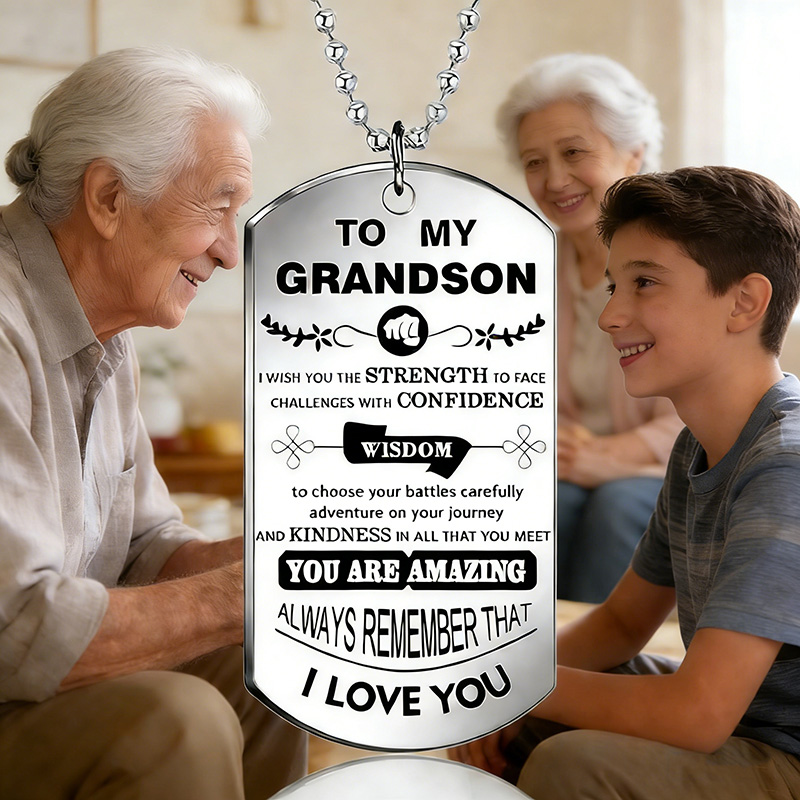 Mens Dog Tag Necklace - Torunuma İlham Kolye Büyük Gümüş Renk