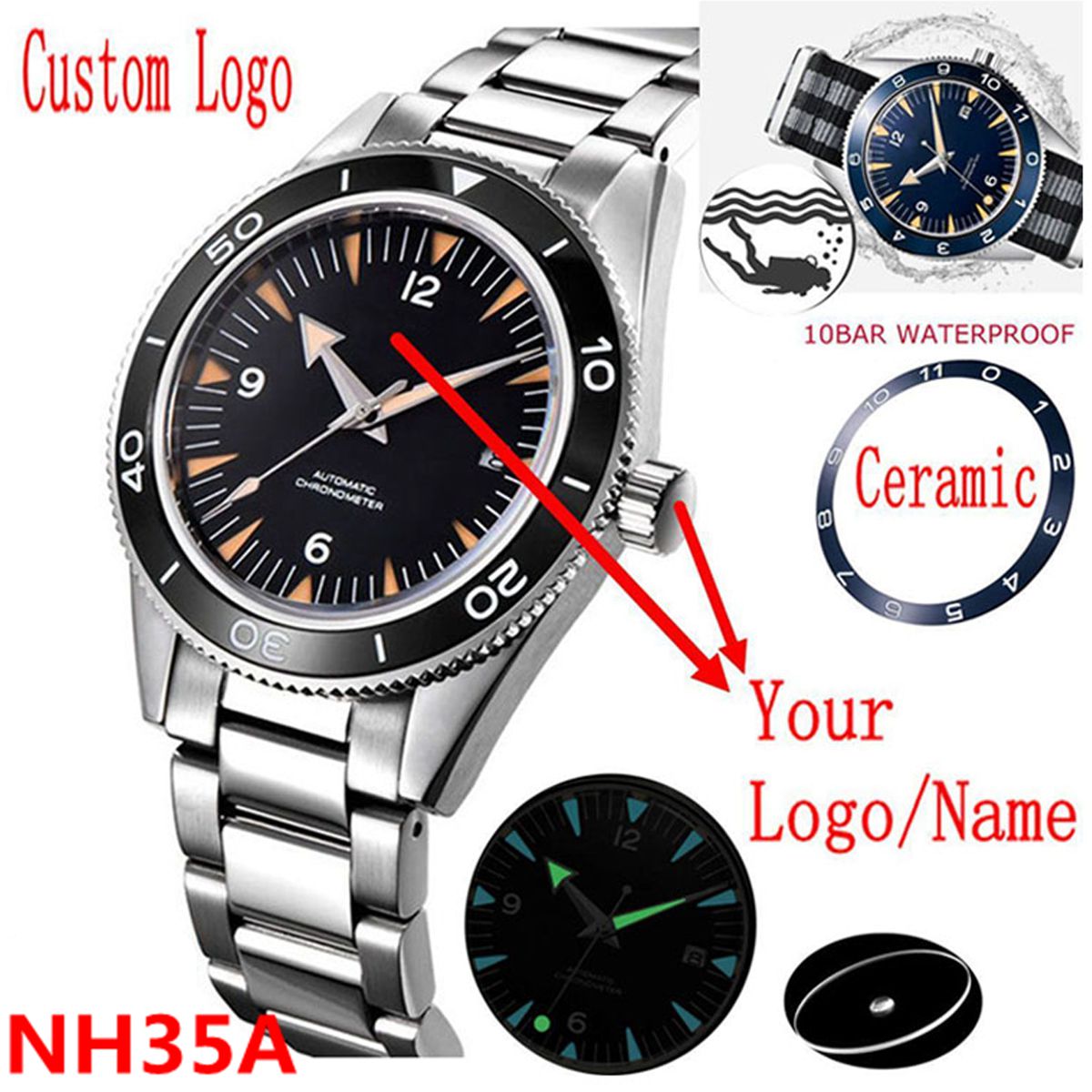 Özel Logo NH35 Hareket Izle 10 - Mens Mechanical Watch incelemesi ve fiyatı