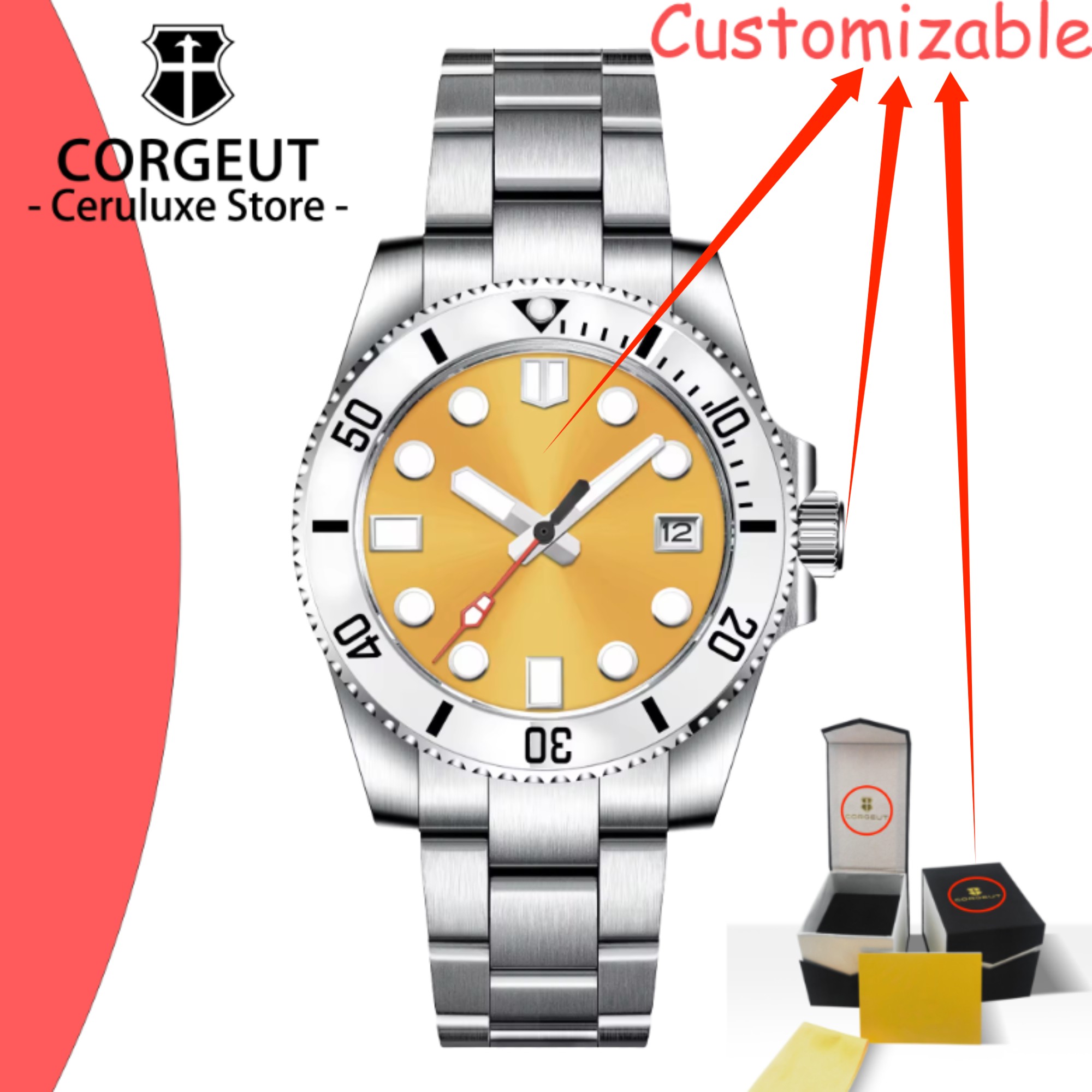 ÖZEL Logo 40mm erkek Otomatik  - Mens Mechanical Watch incelemesi ve fiyatı
